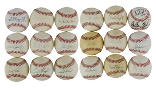 Lot of (18) Single-Signed Baseballs of Hall of Famers 